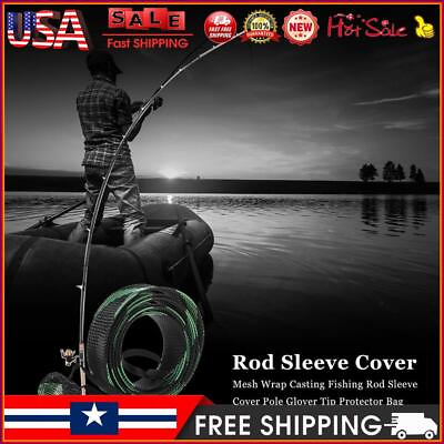 #ad 190cm Casting Fishing Rod Cover 35mm Width Anti slip Sheath Tools Green $6.59