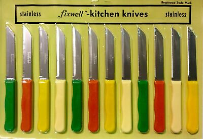 #ad Fixwell Multi Colour Silver Stainless Steel Knife Set 12 Piece $13.60