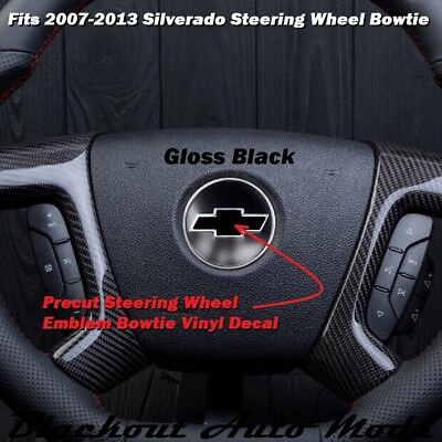 #ad Gloss Black Precut Steering Wheel Emblem Bowtie Decal For 2007 2013 Silverado $5.99
