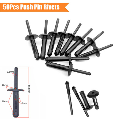 #ad 50x High Quality Black Plastic Rivets Push Pin Fastener Clips Screws for Car SUV $11.41