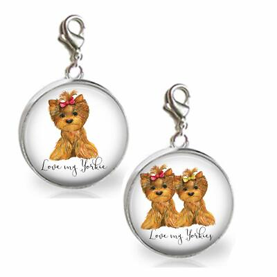 #ad Love My Yorkie Charm Handmade Resin Top Clip On Charm for Bracelet or Necklace $9.95