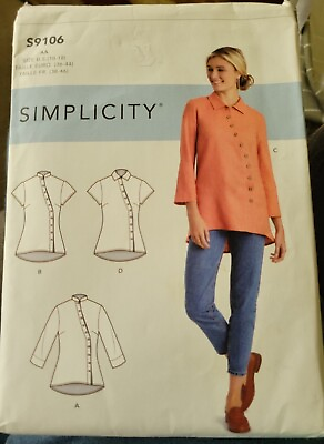 #ad Simplicity Sewing Pattern S9106 Women#x27;s Blouse Sz AA 10 12 14 16 18 Uncut $9.95