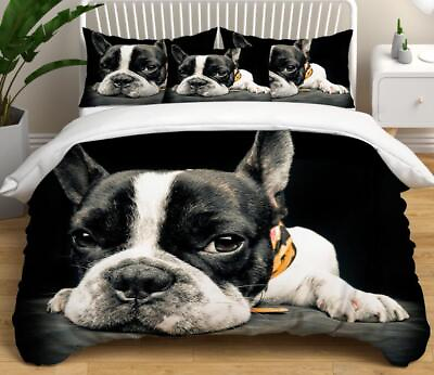 #ad #ad Lovely Bulldog Pit Bull Duvet quilt doona Cover Queen king Dog Bedding Set AU $46.85