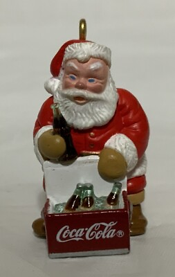 #ad Vintage Christmas “Coca Cola Santa” Resin Mini Figurine Ornament $13.05