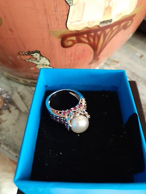 #ad Honora Pearl amp; Ruby Sterling Silver Ring size 7. $245.00