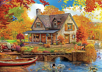 #ad Buffalo Games Country Life Autumn Lake House 500 Piece Jigsaw Puzzle for A $17.62