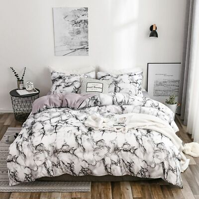 #ad 3 Piece Marbled Duvet Covers Zip Closure Soft Duvet Cover and 2 Pillow Shams $19.90