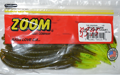 #ad zoom trick worm 6.5quot; green pumpkin chartreuse tip 006 104 wacky rig twitchbait $3.95
