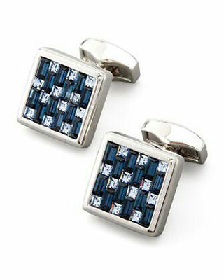 #ad Blue Baguette Round White 925 Solid Silver Cuff Links Men#x27;s Jewelry Square $250.00