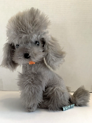 #ad #ad Vintage Stuffed Plush Musical Poodle Plays Frère Jacques Dog Grey 1970’s Canada C $49.99