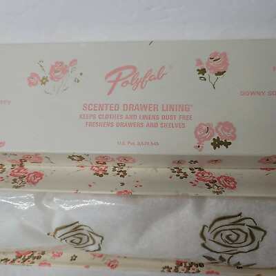 #ad Vintage Karen Carson Creation Polyfab Scented Drawer Lining Gold Rose 17.5quot; wide $23.00