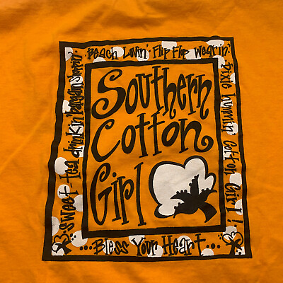 #ad Cotton Girl Top Adult Extra Large Orange Graphic Picture Women#x27;s 6.26* $12.88