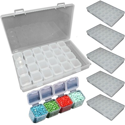 #ad 6 Pack Diamond Painting Storage Boxes 28 Grids Per Case 168 Total Compartments $19.99