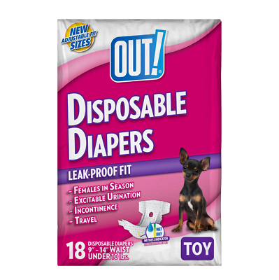 18 Pack of OUT Pet Care Disposable Female Dog Diapers Toy Sized $11.98