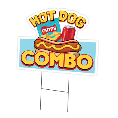 #ad Hot Dog Combo Die Cut Yard Sign amp; Stake outdoor plastic coroplast window $25.98