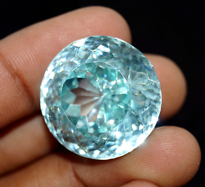 #ad Water Blue Natural Certified 118.60 Ct Quality Zircon Round Cut Loose Gemstone $29.22