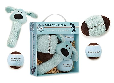 #ad Dog Gift Box 4 Piece Blue Plush amp; Ball Toy Set AVAILABLE IN BULK PACKS TOO $20.89