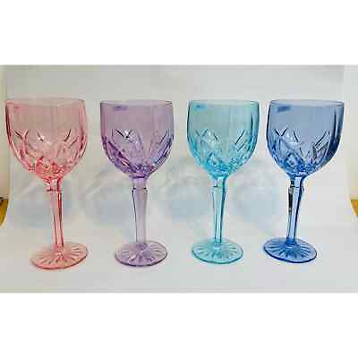#ad Marquis by Waterford Brookside Crystal Rainbow Pastel Wine Goblets Set of 4 $89.00