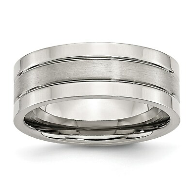 #ad Stainless Steel Grooved 8mm Satin and Polished Band $25.57