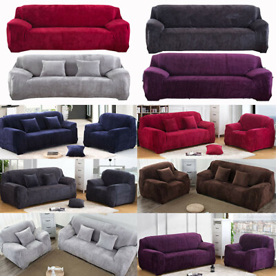 Stretch Plush Thick Sofa Covers 1 2 3 4 Seater Couch Chair Slipcover Protector $40.99