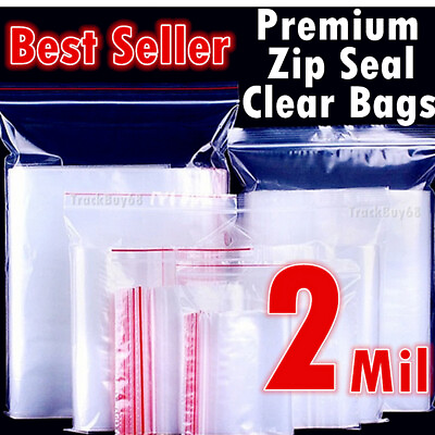 #ad 100 Clear Reclosable Zipper Bags Zip Small Large Plastic 2Mil Lock Cloth Jewelry $6.42