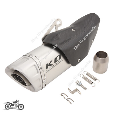 #ad Motorcycle Exhaust Muffler Tail Universal 38 51mm Baffle Stainless Steel Slip On $163.56
