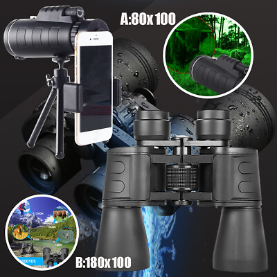 #ad 180x100 HD Military Zoom Powerful Binoculars Day Low Night Optics Hunting amp; Case $18.99