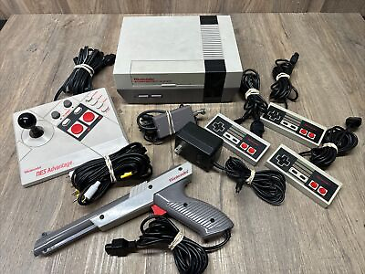 #ad Nintendo NES Console Bundle With Controllers “NES Advantage” And 1985 Zapper $129.99
