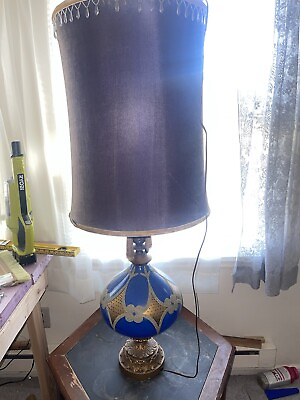 #ad 50s Antique glass Blue lamp $499.00