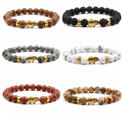 #ad Fashion Elephant Beads Bracelets Tibetan Gold Charms Bracelets DIY Bracelets 8mm C $2.49
