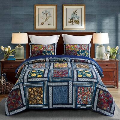 #ad DECMAY Quilts Queen Size Sets 100% Cotton Queen Bedspreads Handmade Real Patc $66.00