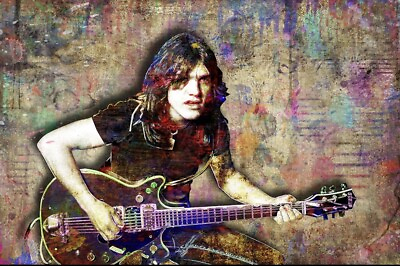 #ad Malcolm YOUNG of AC DC 24x36in Poster Malcolm Young AcDc Art Print Free Shipping $59.99