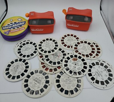 #ad Lot of 2 VTG View Master Viewers 30 Reels Disney Space Shuttle Snoopy Yosemite $56.10