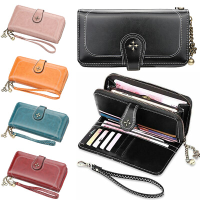 #ad RFID Blocking Womens Ladies Leather Long Wallet Card Holder Purse Handbag Clutch $14.65