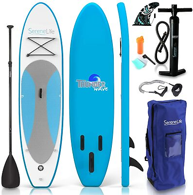 #ad SereneLife Inflatable Stand Up Paddle Board 6 Inches Thick MARINE BLUE $279.99