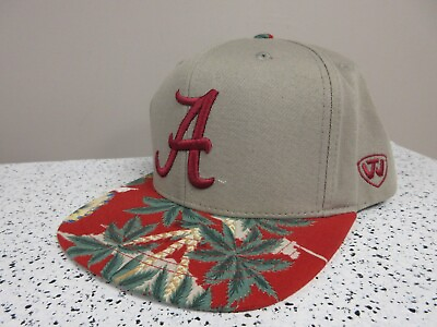 #ad Alabama Crimson Tide Top of The World Snapback Tropical Flat Brim Hat Cap Retro $19.99