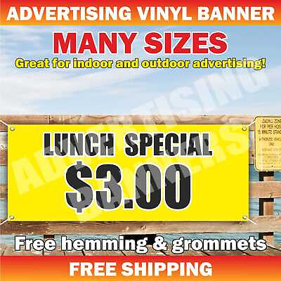 #ad LUNCH SPECIAL $3.00 advertising Banner Vinyl Mesh Sign Breakfast dinner price $219.95