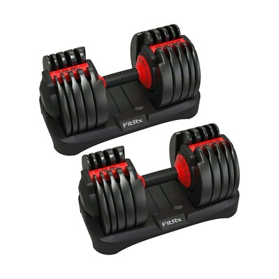 #ad Adjustable Dumbbell Weights Set 5 52.5 Lbs Quick Select Weight Training Rack Set $239.99