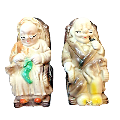 #ad Grandpa and Grandma in Rocking Chairs Banks with Stoppers Vintage Hong Kong $14.99