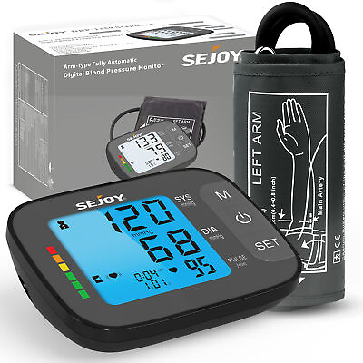 #ad SEJOY Digital Automatic Blood Pressure Monitor Backlit Arm Large Cuff BP Machine $25.49
