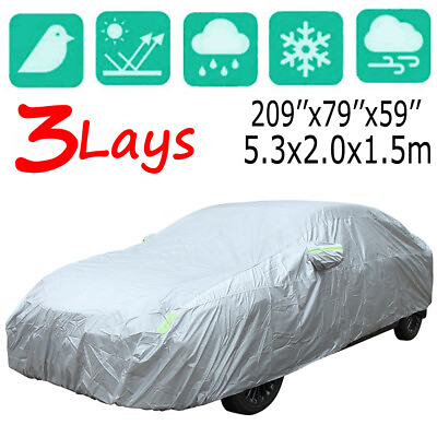 #ad Car Cover Waterproof Breathable UV Rain Dust Heat Outdoor Protection Fits Sedans $55.49