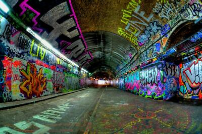 #ad Graffiti Art In Urban Tunnel London England Street Art Tagging Poster 54x36 $29.98