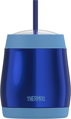 #ad NWT Thermos 16 Ounce Vacuum Insulated Cold Cup Blue With Straw $25 2C017 $12.74