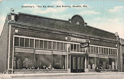 #ad Greenberg#x27;s Big Store New Building Necedah Wisconsin WI c1915 Postcard $39.95