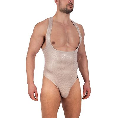 #ad Manstore M2335 String Body mens underwear one piece sexy leopard male costume GBP 115.00