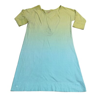 #ad Lilly Pulitzer T Shirt Dress Women#x27;s XS Blue Yellow Ombré Half Sleeve READ $24.97