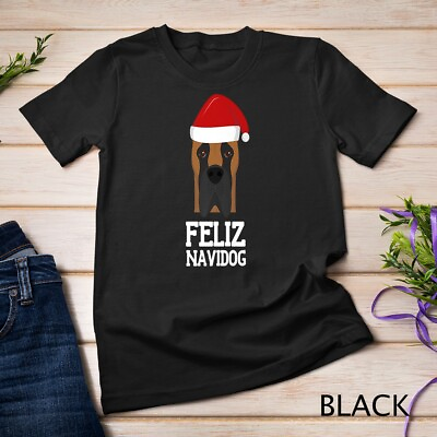 #ad Feliz Navidog Merry Christmas Dog Great Dane Unisex T shirt $16.99