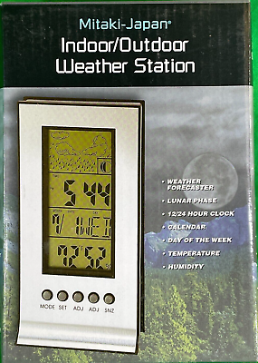 #ad Mitaki Japan Indoor Weather Station Clock Alarm with Snooze Calendar $7.71