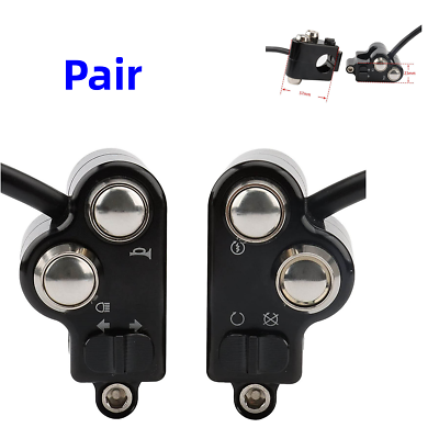 #ad 1 Pair Motorcycle Handlebar Switch Control 22mm Racer Modified Part With Harness $88.42