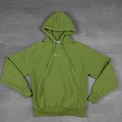 #ad Champion Reverse Weave Embroidered Green Adult Medium Hoodie Mens Casual $21.54